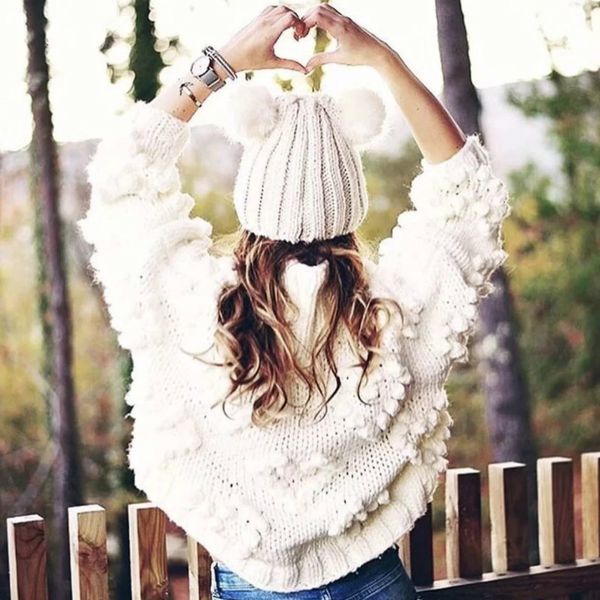 

2021 new winter coat of wool thick woolen cardigan shawl high-style street warm pink sweater 8al5, White;black