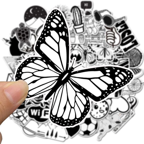 

50 шт новый черный белый стиль граффити стены стикеры скейтборда холодильник телефон гитара мотоцикл багажа пвх водонепроницаемый наклейки д