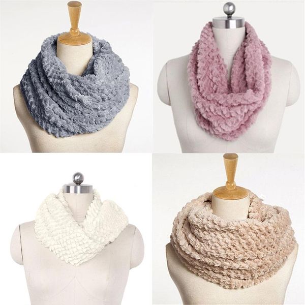 

Nice Women Winter Warm Faux Fur Infinity Circle Cable Cowl Neck Long Scarf Shawl, Blue;gray