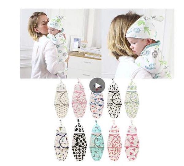 

baby swaddle blanket + cap newborn cocoon wrap cotton swaddling bag baby envelope sleep sack bedding blankets & swaddling