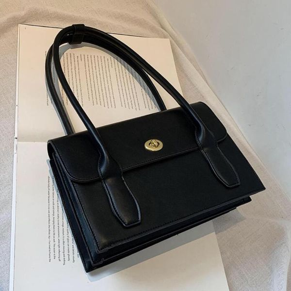 

vintage pure color tote armpit bag 2020 fashion new pu leather women's designer handbag high capacity shoulder bags