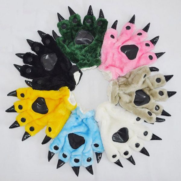 

halloween animal cartoon paw plush keep claws stitch dinosaur bear cosplay winter warm gloves mujer #t1p, Blue;gray