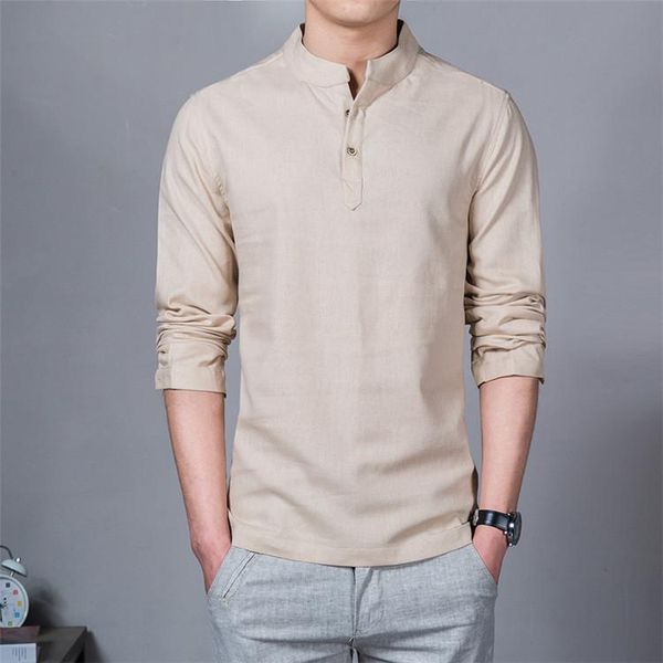 

new men spring cotton linen kimono shirt long sleeve solid leisure chinese clothes casual stand collar shirts, White;black