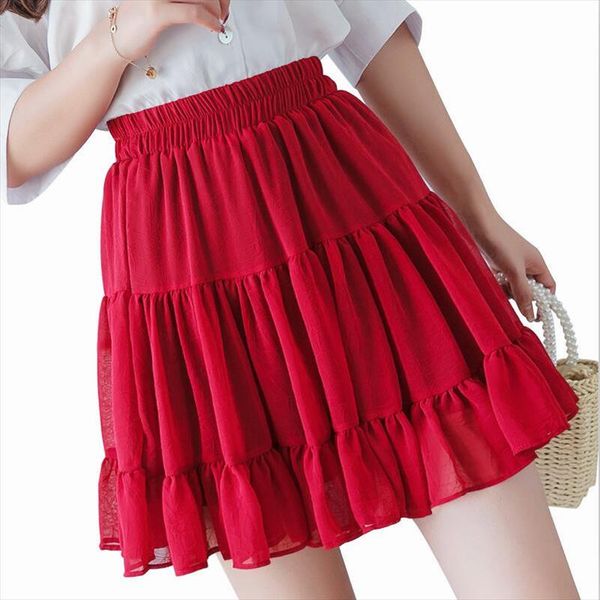 

sweet girl summer chiffon mini skirts pleated multi layer ruffles short skirts plus size m 7xl red yellow black white