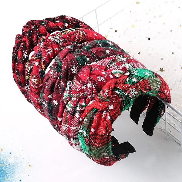 

fahion snowflake christmas headband knptted head hoop red plaid hairbands bezel cross hair hoop girls hair accessories, Silver