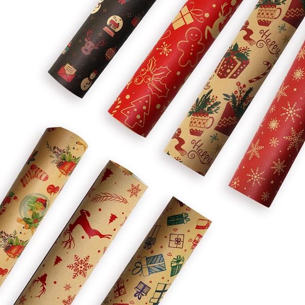 

1 roll christmas gift wrapping paper xmas tree snowflake christmas decorations for home birthday party wedding diy craft paper