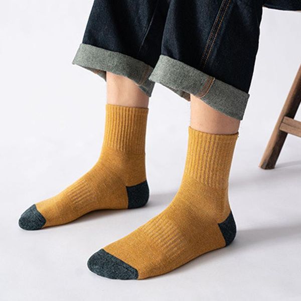 

1 pair harajuku style men terry socks autumn winter warm socks thicken breathable casual business for male, Black
