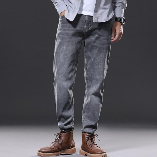 

men's jeans men trend all-match loose stretch denim trousers cotton high-quality long plus size all-season pants, Blue
