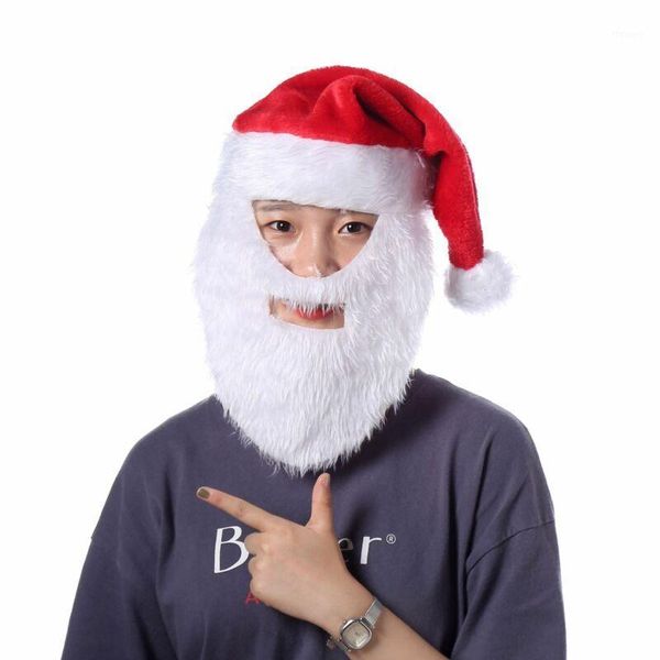 

usa christmas deluxe santa claus hat costume xmas party accessory w/moustache1