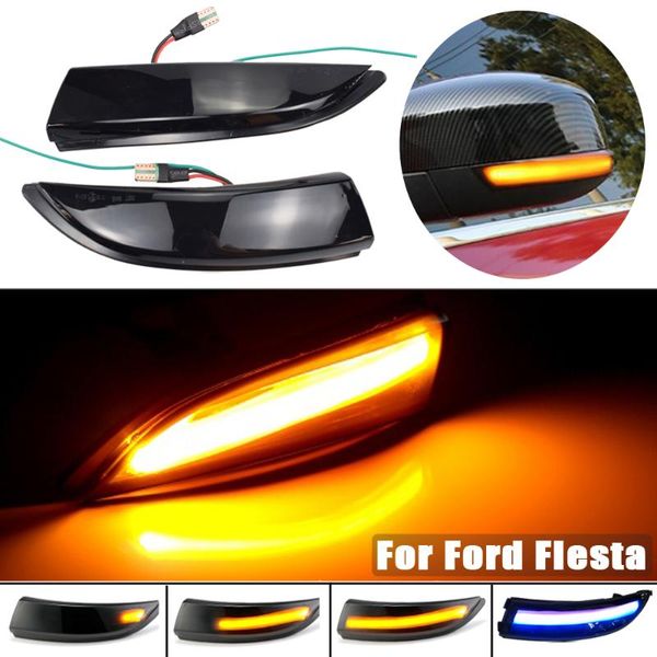

blue led dynamic turn signal light flowing water blinker flashing light for fiesta 6 vi/uk 7 2008-2020 b-max 2012-2020