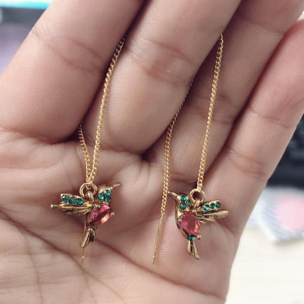 

s1887 fashion jewelry bird earrings crystal rhinstone bird dangle earrings, Silver