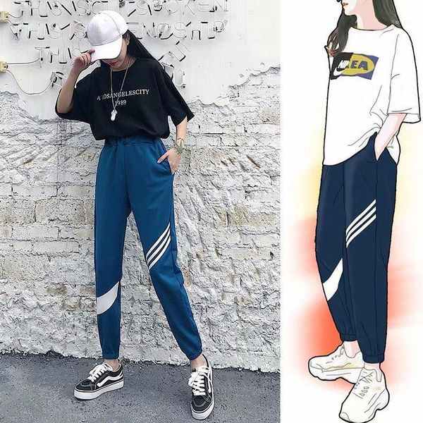 

women sweatpants high waist black harem pants streetwear loose casual joggers trousers sport pants1, Black;white