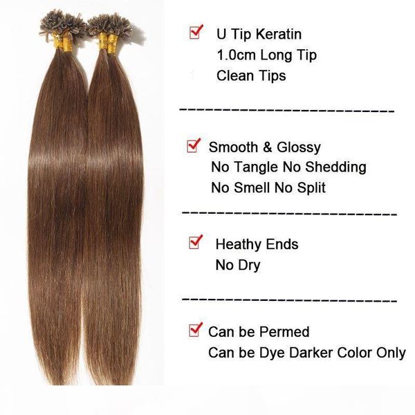 

16-24inch прямых ногти подсказка хейр расширение кератин капсула 100% человеческий волосатый remy prebonded 60 волосы 100 прядей, Black;brown