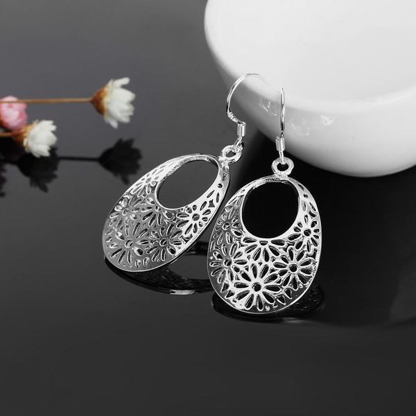 

wholesale new arrive gift silver earring jewelry beauty drop hollow leaf for women lady retro hook wedding party gift e581 h bbygqy, Golden