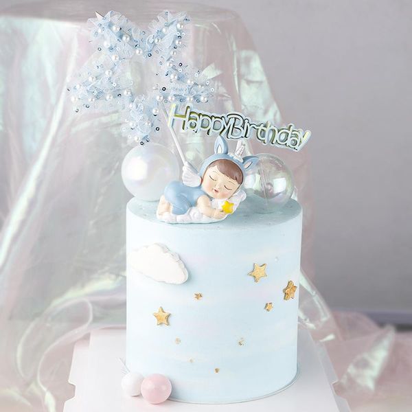 

1 pc cake er cute star cake decorations happy birthday lace insert card dessert cupcake ers for birthday decor