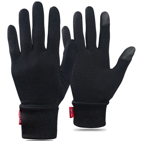 

skdk cycling bike bicycle breathable gel pad shock absorbing anti-slip touch recognition full finger gloves, Blue;gray