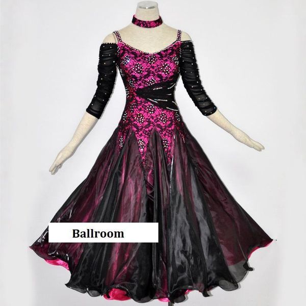 

ballroom dance competition dresses women ballroom dress standard waltz dance costumes lace wear china swing dress1, Black;red