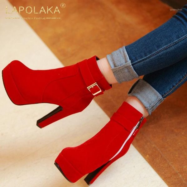 Boots Lapolaka 2021 Дизайн большого размера 43 супер высокие каблуки лодыжка женская обувь платформа zip up весенняя осень Ladies1