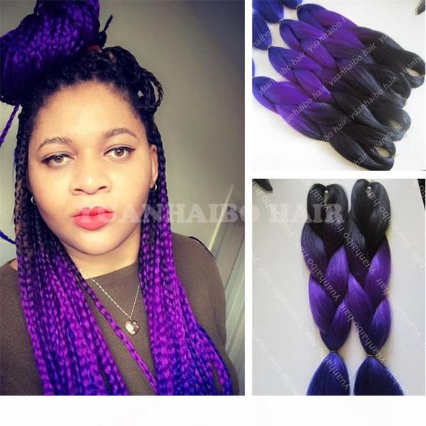 

three tone box braiding ombre color synthetic jumbo braid hair 24inch fold ing, Black
