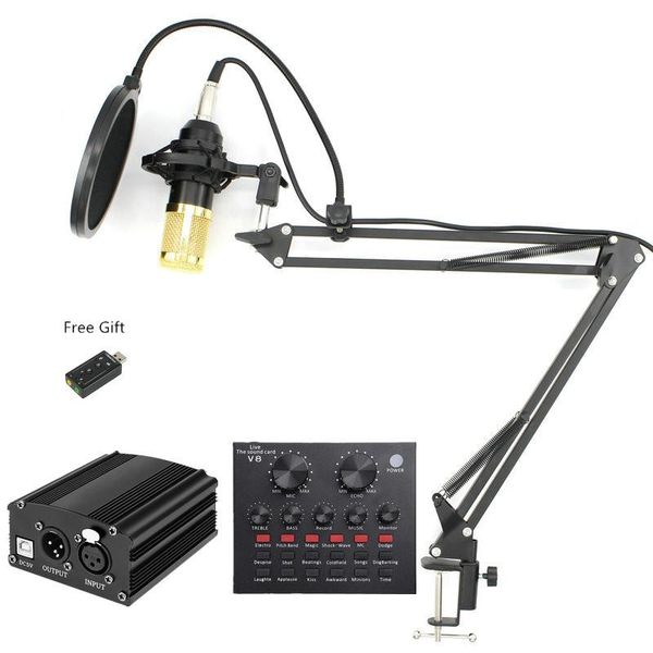 

condenser microphone, professional bm800 studio recording mic with adjustable microphone suspension scissor arm stand