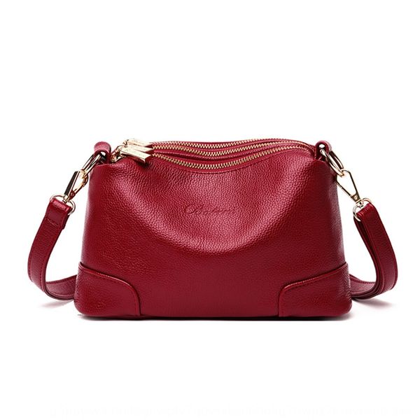 

new middle aged 2020 summer leather shoulder small women's personality three pocket small bag versatile litchi grain shoulder bag t8kkw