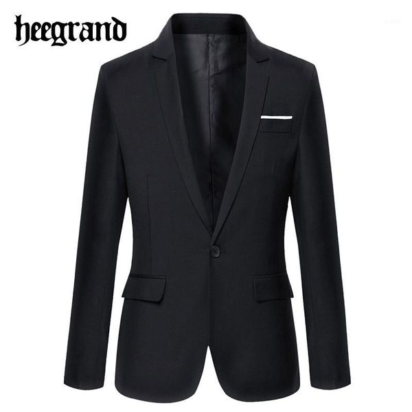 

men's suits & blazers wholesale- hee grand 2021 men korean style solid single button slim office suit coat fashion leisure men's b, White;black