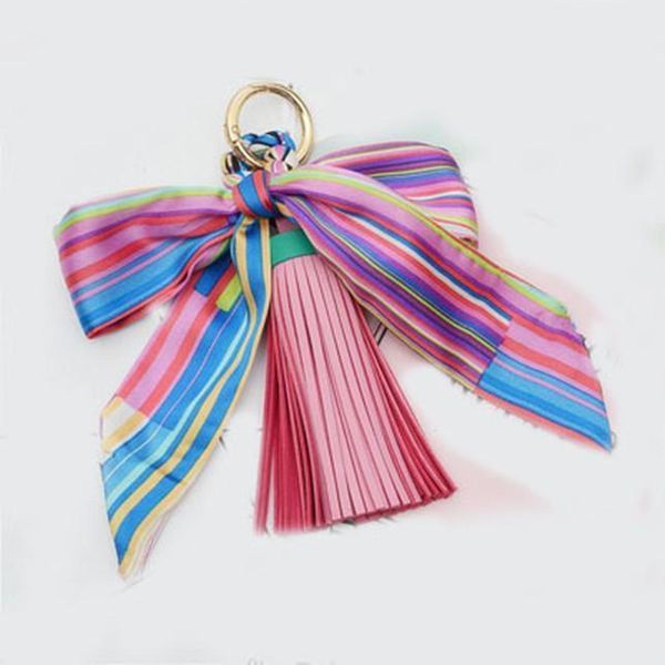 

pronuvel cloth bow knot key chain chiffon pu leather tassel key ring for lady bag ornaments creative fashion keychain key eh890 h jllwmq