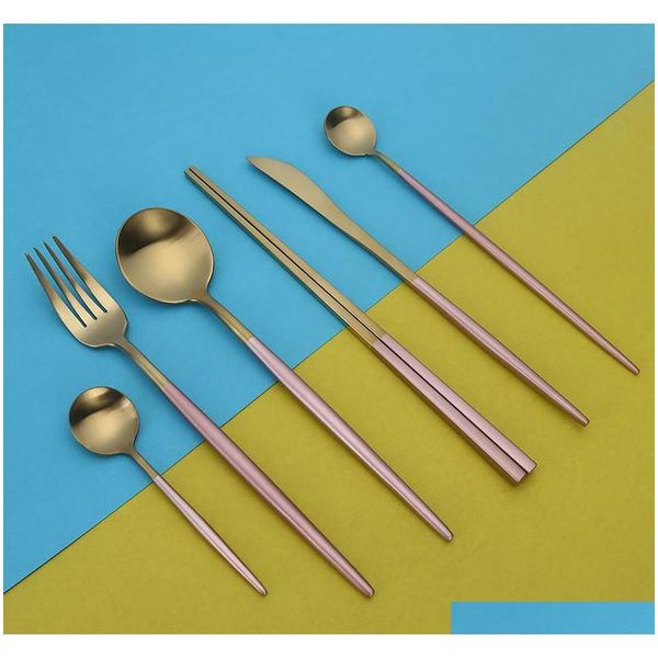 

portugal western tableware set titanium 304 stainless steel cutlery spoons fork knife chopsticks set western dinner jllirp jhhome