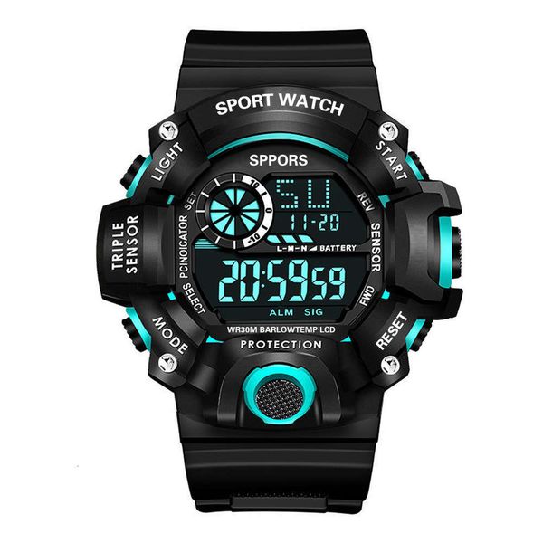 

multi-functional 2020 new male student electronic watch waterproof luminous sports, Slivery;brown