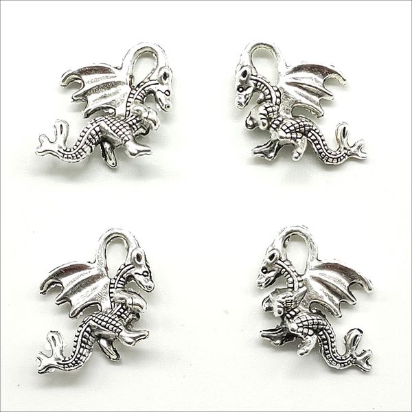 

100pcs pterosaurs dragon alloy charms pendants retro jewelry diy keychain ancient silver / bronze pendant for bracelet earrings 15*17mm, Bronze;silver