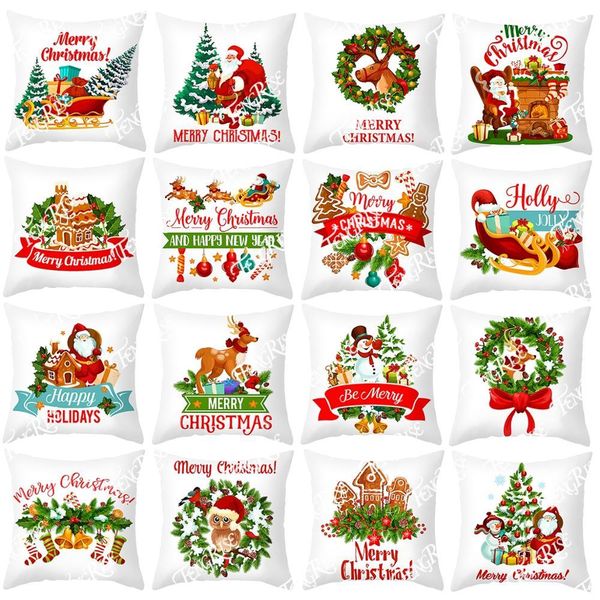 

fengrise santa claus bell elk cushion cover merry ornament 2020 christmas decorations for home new year 2021