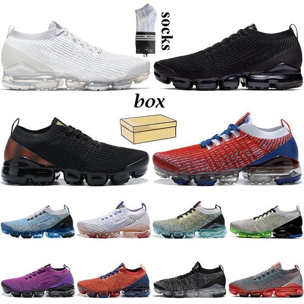 

2021 fly 3.0 cushion running shoes men women triple white black aurora oreo vivid purple pink trainers sports runner knitting sneakers 36-45, White;red