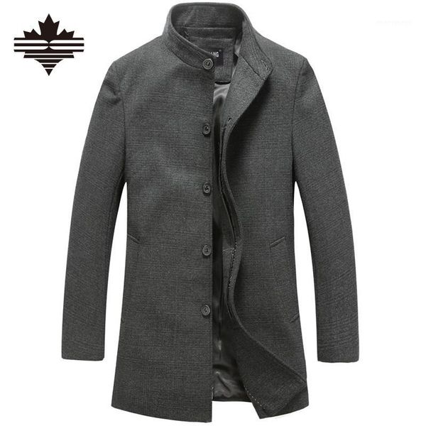 

wholesale- men's wool jackets spring autumn brand men woolen coats middle long jackets and coats mens warm wool overcoat size 3xl 2xl1, Black
