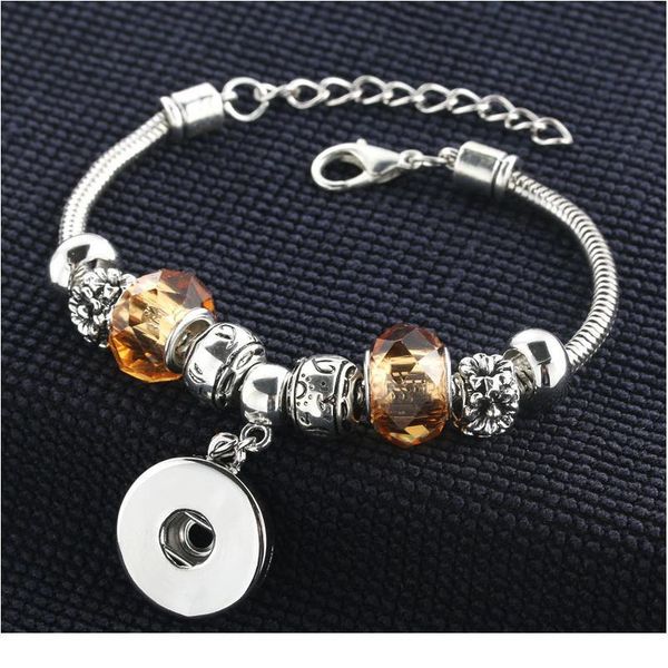 

2018 new 5 colors snap bracelet lobster buckle snake chain bangles crystal beads bangles fit 18mm snap jewelry wo bbyvuk, Golden;silver