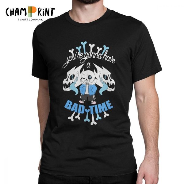 

men undertale bad time sans bone funny crew neck short sleeve clothes pure cotton black hoodie designers t shirts sweatshirt