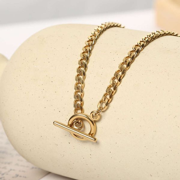 

new fashion simple ot titanium steel necklace buckle no pendant necklace collarbone chain women's jewelry, Silver