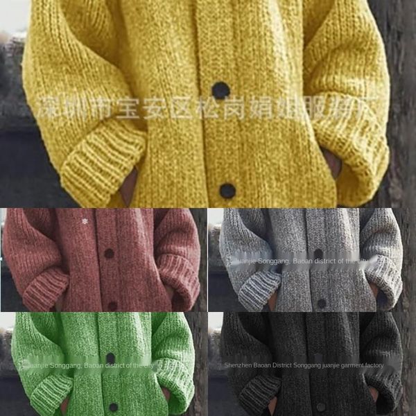 

cardigan thick autumn coat sweater winter mid long coat solid women's medium long sweater 9 colors 8 lx172, White;black