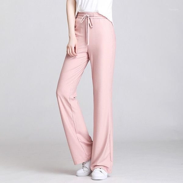 

b124-summer 2020 korean version of high waist solid color casual pants loose trousers1, Black