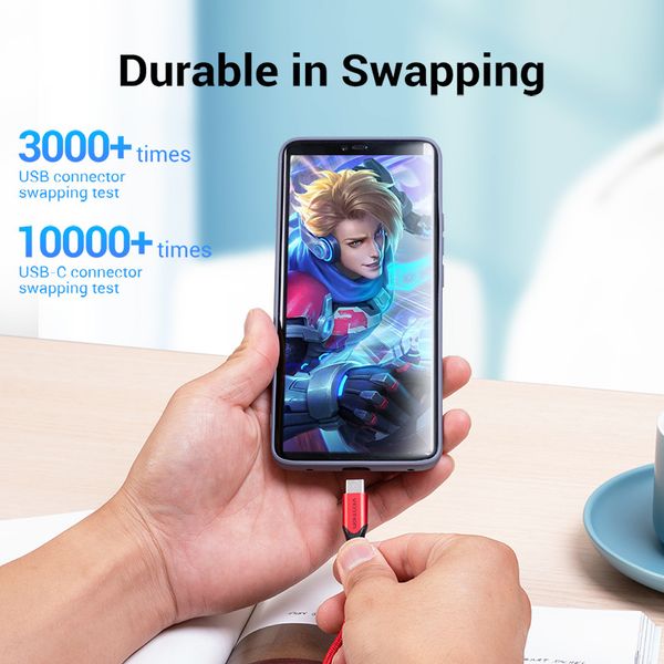 

43fgtype 3a nylon vention fast charging type-c data cable for xiaomi samsung s10 s9 huawei p30 usb c charger wire