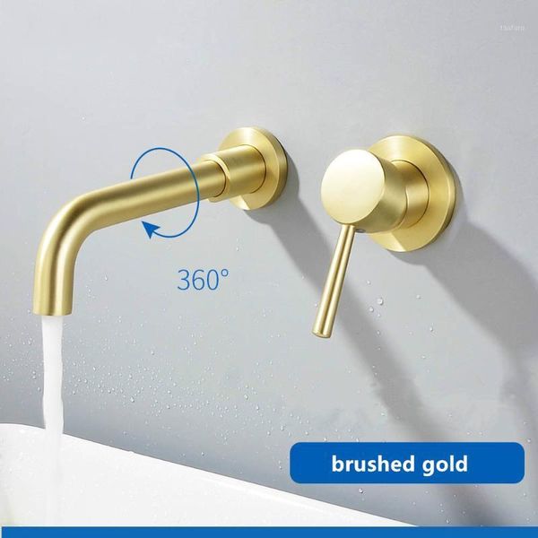 

21cm solid brass wall mounted basin faucet bathroom mixer tap and cold faucet 360 degree rotation spout1