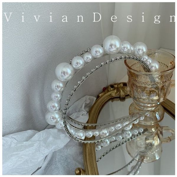 

kin baroque fashion 2020 headwear diamond family pearl band bridal crown hair flow m, Silver