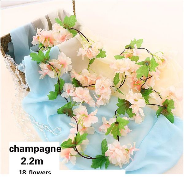 

18 heads 220m long artificial cherry blossoms flower fake string vine artificials garland flowers wedding party home de bbyblu