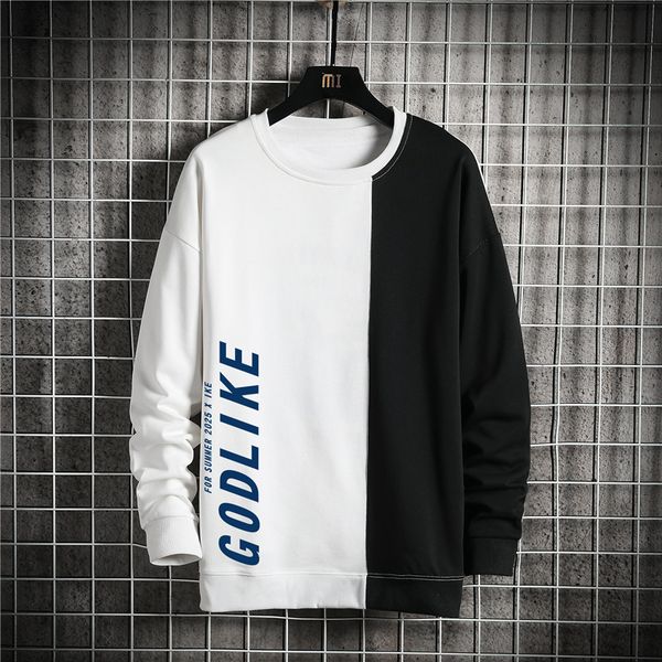 

2021 new autumn spring hoodies of striped men loose hip hop punk pullover streetwear big fashion clothes n0y0, Black