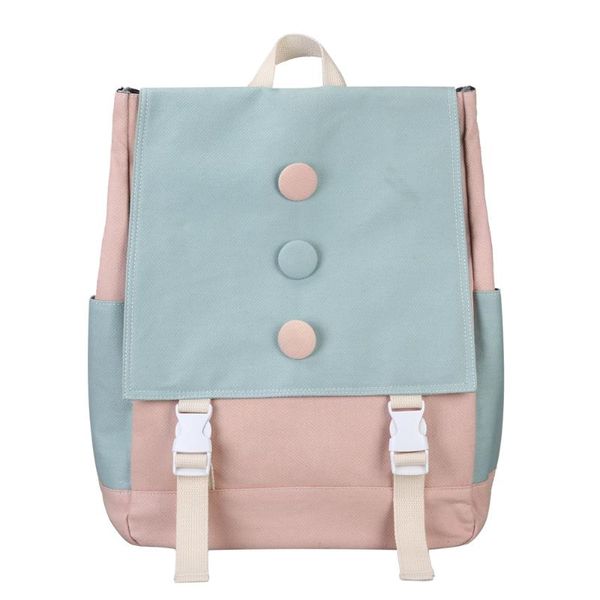 

korean fashion pink school backpack for teenage girl japanese kawaii canvas schoolbag women vintage leisure backpack bag