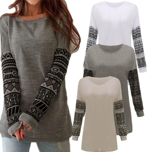 

zanzea 2020 fashion women autumn loose long sleeve vintage printed shirts ladies o neck casual blusas femininas blouses1, White