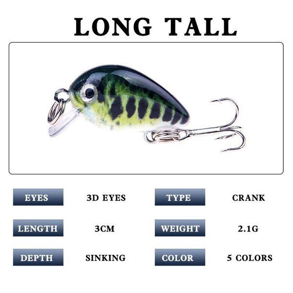 

5pcs 3cm 2g swim fish fishing lure artificial hard crank bait ater wobbler japan mini fishing crankb qylnxt