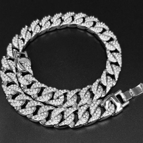 

men 15mm full zircon cuban chain link hip hop bracelet ice out fashion pop bracel wmtzpg, Black