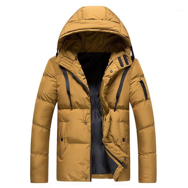 

fashion men winter jacket coats cotton padded hooded windproof thick warm outerwear casual male parkas soft coat 2019 new z10081, Black