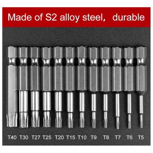 

12pcs/set security bit set tamper proof screwdriver drill bit screw driver bits torx flat head 1/4 jllfum trustbde