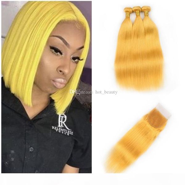

yellow human hair bundles 3pcs with lace closure raw indian human hair extensions and lace closure fast shipping hair weaves, Black